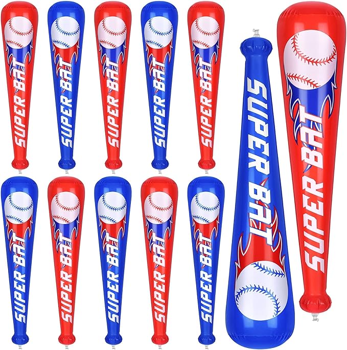 durony 12 Pieces Baseball Bat Inflates 22 Inch Inflatable Baseball Inflates, Baseball Party Supplies, Sports Theme Toy, Birthday Party Decorations