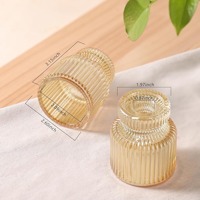 DARJEN 6 Pcs Gold Candlestick Holders - Glass Taper Candle Holders Tealight Votive Candle Holders for Table Centerpieces, Wedding, Dinner Party, Home, Gifts