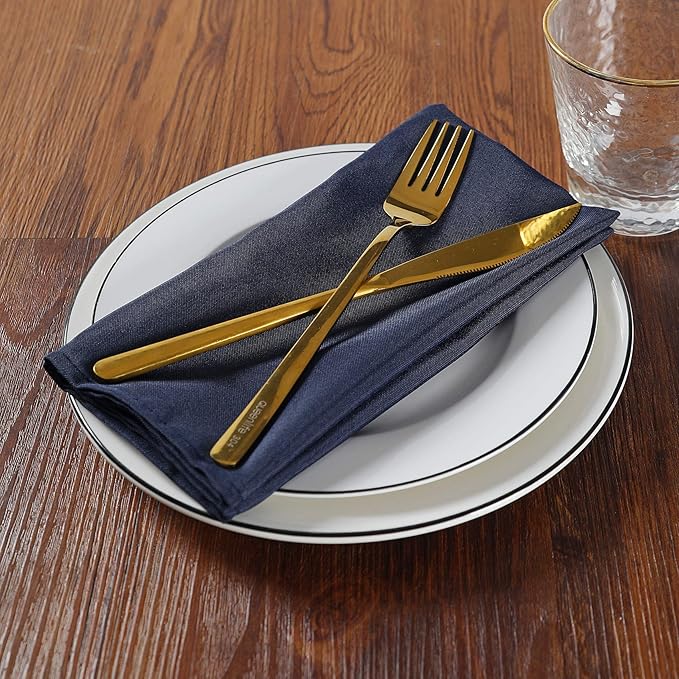 Cloth Napkins 20x20 inch Washable Polyester Dinner Napkins Soft Table Napkins for Wedding Party Dining Banquet(Navy,50PCS)