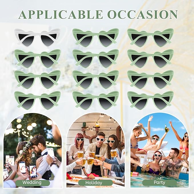 4/6/8/10/12 Pack Bachelorette Sunglasses Heart Sunglasses Vintage Heart Shaped Glasses for Women Bridal Party Wedding
