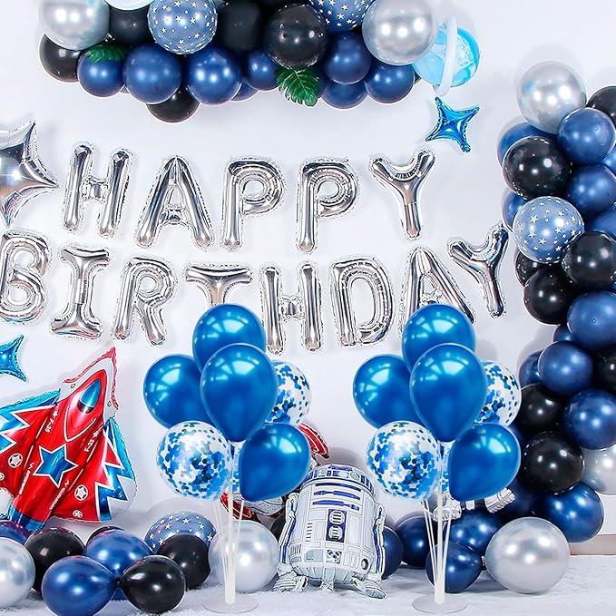 6 Set Balloon Stand with Blue Balloons Centerpiece Table Decorations Birthday Graduation Bridal Shower Wedding Anniversary Father's Day Retirement New Years Decorations 2025