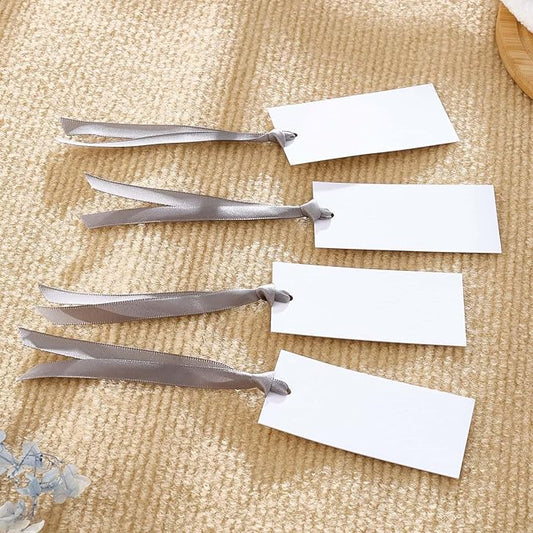 60pcs Wedding Banquet Place Cards for Table Setting.Name Table Cards .Name Cards with Ribbons. Can be Used for Wedding Banquet Table Decoration and Present Tags for Parties (Gray)