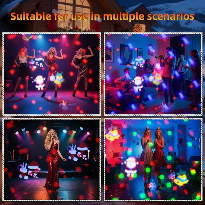 YSH Disco Ball Strobe Lights, Sound Control Party Lights with Remote DJ Lighting for Family Room Prom Birthday Karaoke, New Year's Eve Christmas Decoration（Animation is a Christmas Element）