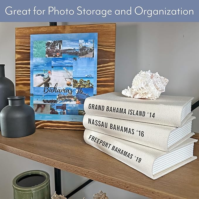 AuldHome Design Faux Book Stack (Cream); Blank Set of 3 Decorative Books for DIY Crafts and Home Decor