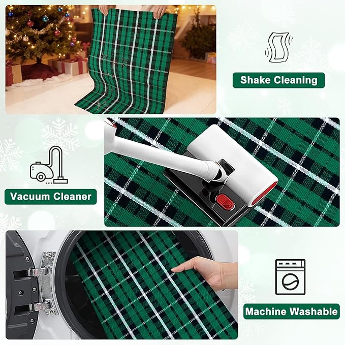 KIMODE Christmas Doormat Outdoor 3x5, Black and Green Buffalo Plaid Checkered Outdoor Rug, Washable Farmhouse Cotton Woven Door Mat Outside Entrance for Front Porch Entryway Patio Decor