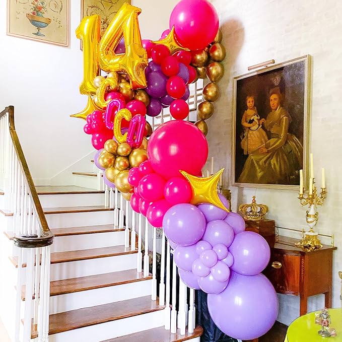 90pack Purple Balloons Different Size 18/12/10/5 Inch Purple Balloon Garland Arch Kit for Halloween, Graduation, Wedding, Birthday, Baby Shower, Anniversary Party Decorations