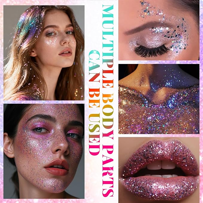 Mermaid Face and Body Glitter Stick for Sparkling Makeup, Hair Glitter Accessories for Women, Highlighting Stick for Fairy Dust Makeup, Cheerful Face Glitter for Festive Parties and Carnivals