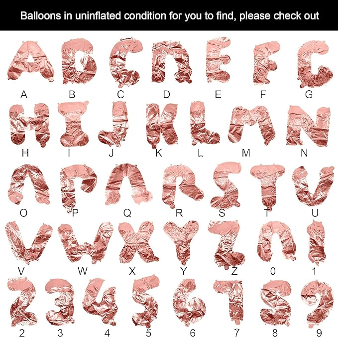 [85 PCS] 16" Foil Personalized Name Happy Birthday Balloons Letters, Mylar Aluminum Custom Name and Age Letter Balloons, 2 Sets A- Z & 0-9 for Birthday Party Graduation, Mother's Day Event (Rose)