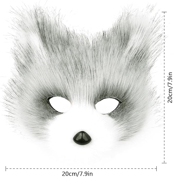 Animal Fox Wolf Mask Halloween Party Cosplay Costumes Props Plush Cat Half Face Masks Carnival Christmas Masquerade
