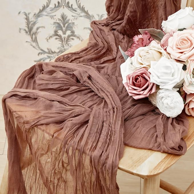 6 Pack 10 Ft Cheesecloth Table Runner Dusty Pink Gauze Long Table Runners Boho Gauze Cheese Cloth Table Runner Rustic Sheer Runner for Wedding Party Table Decor ( 35 x 120 Inch )