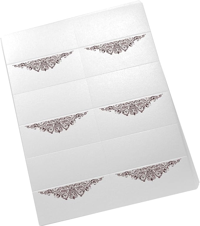 Paisley Printable Place Cards, Chocolate (Choose Color), Set of 150 (25 Sheets), Laser & Inkjet Printers - Wedding, Party, Dinner, and Special Events - Made in the USA