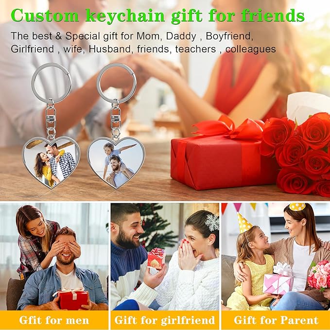 Double Side Custom Keychain with Picture Personalized Engraving Photo Text Customized Gifts for Men Women