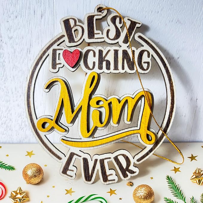 #1 Mom Wooden Christmas Ornament – Best Mom Ever 2025, Mother’s Day Tree Décor, Hero Ornament