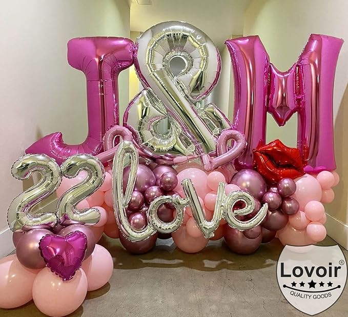 Lovoir 40 Inch Large Hot Pink Letter T Balloons Big Size Jumbo Mylar Foil Helium Balloon for Birthday Party Celebration Decorations Alphabet Hot Pink T