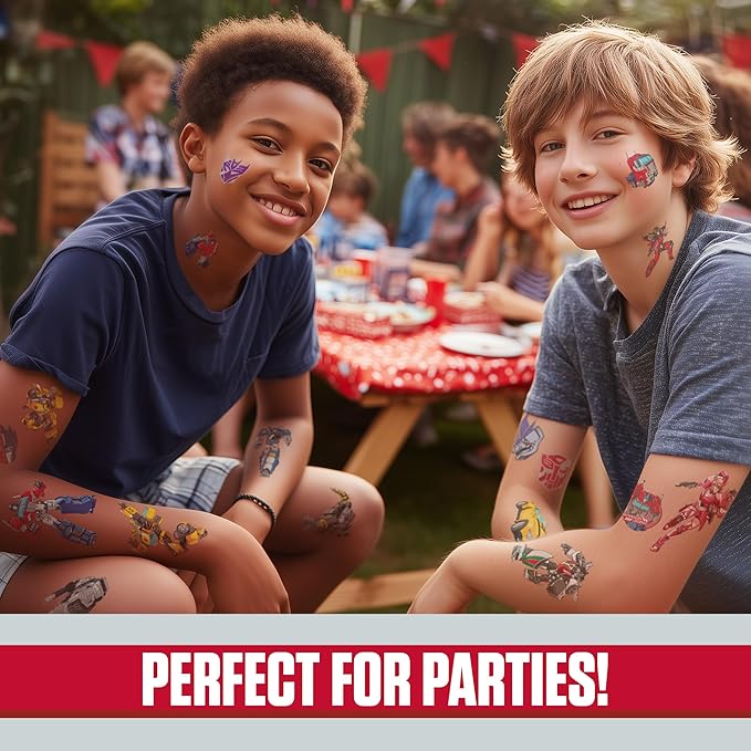 Transformers Temporary Tattoos for Kids - HUGE 200 pack. Made in the USA w Certified Safe Ink.
