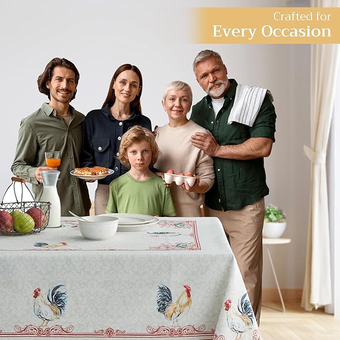 Maison d' Hermine Table Cloth Rectangle Table 100% Cotton 70 x 90 Inches Tablecloth Reusable Decorative Everyday Use for Dining Room, Farmhouse, Home, Party, Festive & Wedding Spring Summer - Campagne