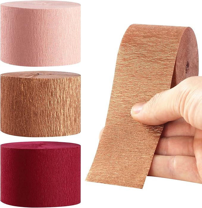 Rose-Gold Pink Burgundy-Red Party-Decorations Streamers - 9 Rolls Valentines Mothers Day Crepe Paper Streamer Garland Birthday Bachelorette Bridal Shower Engagement Wedding Brunch Decoration Panduola