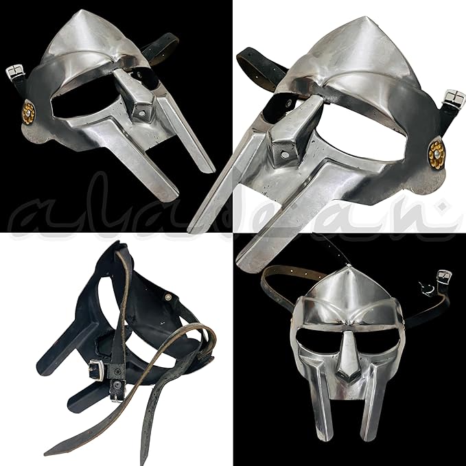 ALADEAN MF Doom Gladiator Face Mask Fantasy Party Costume Roman Gladiators Arena Maximus Helmet mf doom Movie viking Prop (Gladiator Mask)