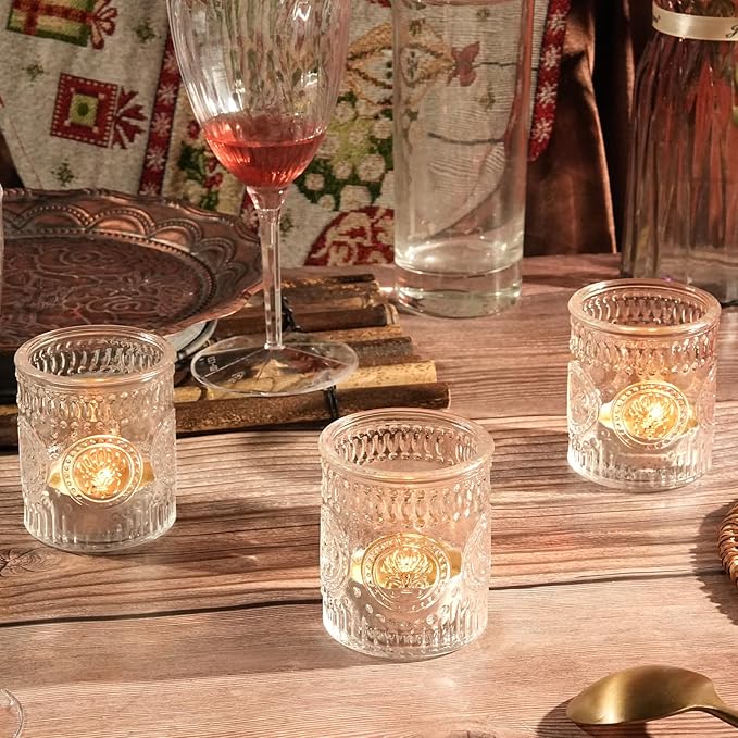 30pcs Clear Votive Candle Holders, 2x2.5in Clear Glass Tea Light Candle Holder for Home, Votives for Fall Wedding Decor, Party, Christmas Decor & Gifts