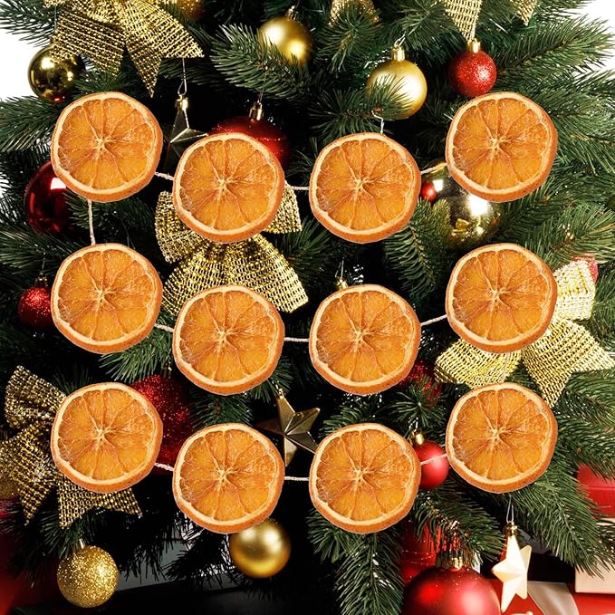 Christmas Decorations, 10ft Dried Orange Slice Christmas Garland, Rustic Orange Garland for Mantle Front Door Fireplace Home Wall Doorway Window Christmas Tree Porch Farmhouse Indoor Decor, 3 Pack
