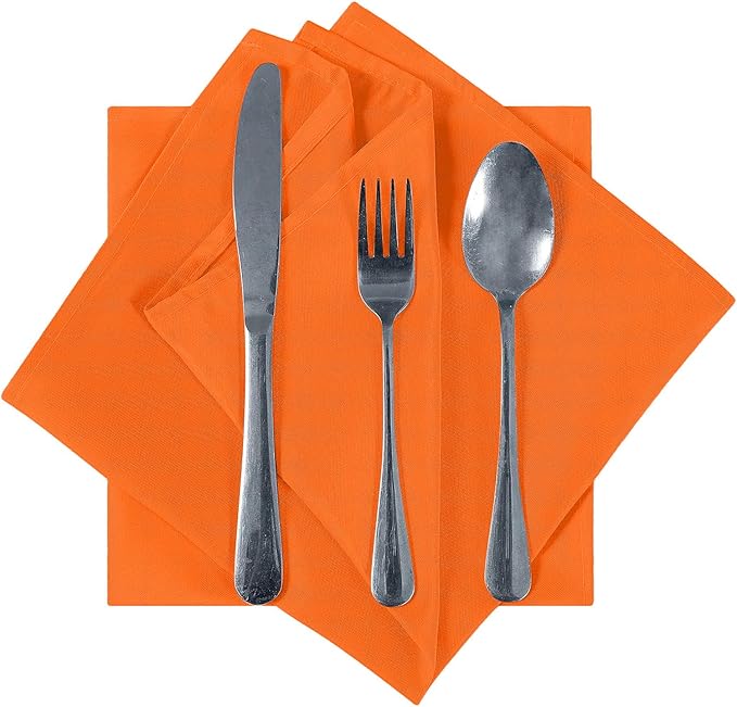 Cupuamon Cloth Napkins 17x17 inch Washable Polyester Dinner Napkins Soft Table Napkins for Wedding Party Dining Banquet(Orange,50PCS)