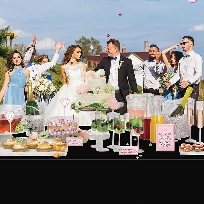 WNINK 6 Pack Black Tablecloths Disposable Table Covers 54" x 108" Table Cloths for BBQ Birthday Picnic Bridal Shower Engagement Wedding Plastic Table Cloths for Parties