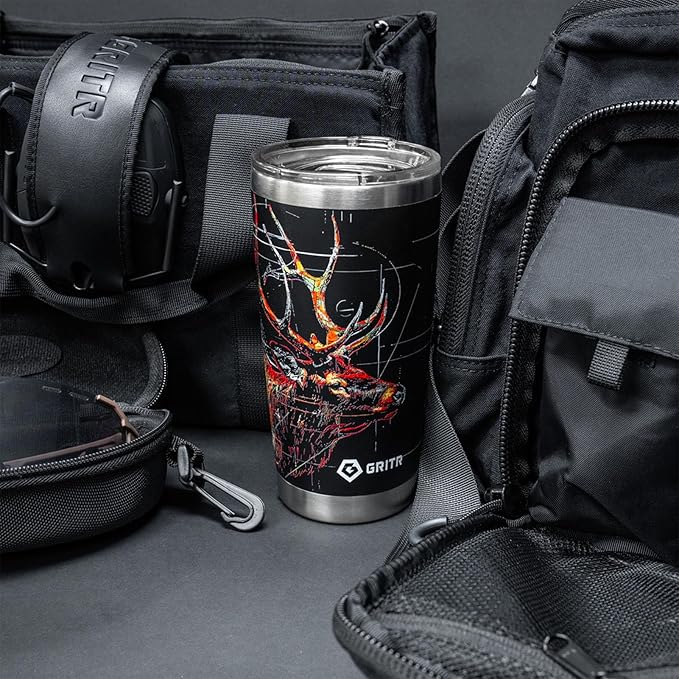 GRITR Stainless Steel Tumbler – 20oz/30oz, Insulated & Leakproof, Hot or Cold Drinks Anywhere, Travel Tumbler with Straw and Lids for Coffee, Water & Smoothies