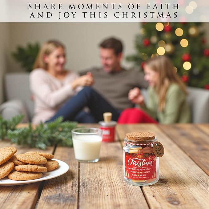 Christmas Bible Verse Jar – 92 Color Code Bible Verse, 6 Colors for 6 Emotions, Best Christmas Gifts 2025 For Women, Teen Girls, Grandkids, Unique White Elephant Gifts, Best Holiday Presents