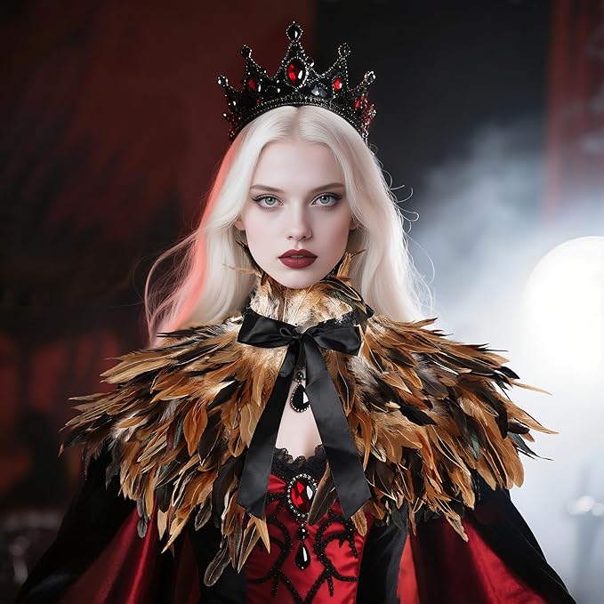 Gothic Natural Feather Shrug Feather Shawl Wrap Cape Victorian Collar for Halloween Cosplay Party Costume Accessories