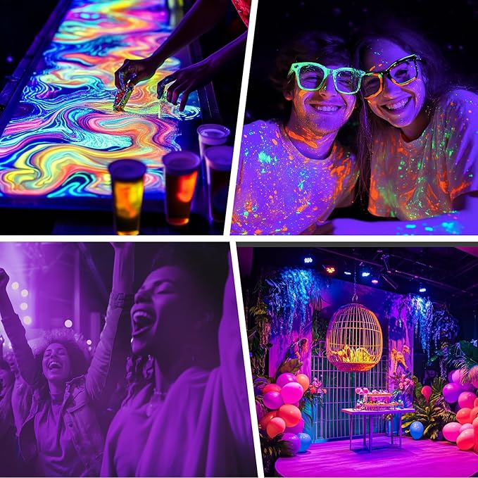 2 Pack 200W LED Black Light IP66 Waterproof,Blacklight with Plug+Switch, Flood Light for Glow Party,Halloween Decoration, Body Paint, Fluorescent Poster, Stage Lighting,Neon Glow,5.25Ft Cord