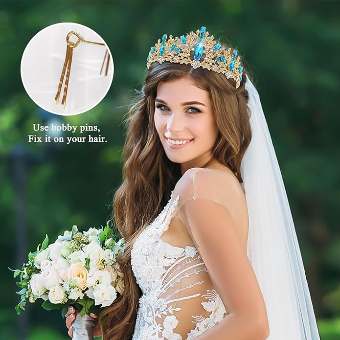 TAROSE Crowns for Women and Girls, Queen Crystal Gold Silver Tiaras with White Rhinestone and Combs, Goddess Crown for Wedding Bride Birthday Princess Bridal Shower Hair Accessories for Women