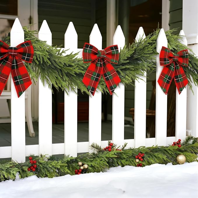 Artificial Norfolk Pine Garland - Faux Christmas Garland Fake Green Garland for Fireplace,Table, Stairs, Mantle, Window,Indoor Outdoor,Home,Holiday Decor (2 PCS,6 FT)