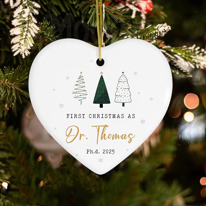 Personalized First Christmas As Doctor Christmas Ornaments 2025, Phd Graduation Gifts for Men Women, Custom Doctorate Grad Gifts, Phd Doctoral Graduation Ornament, Class of 2025, Dr Gift