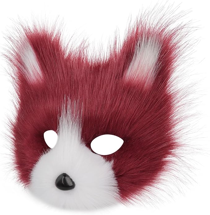 Animal Fox Wolf Mask Halloween Party Cosplay Costumes Props Plush Cat Half Face Masks Carnival Christmas Masquerade