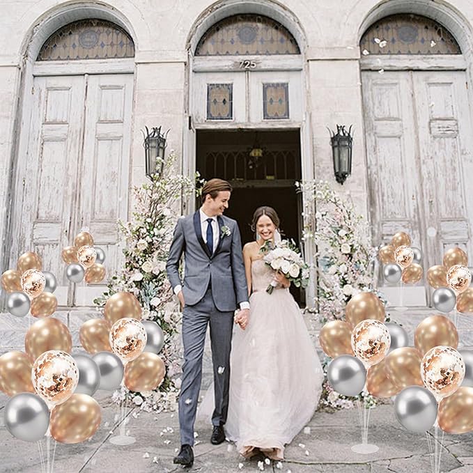 Champagne Balloon Stand Centerpiece Table Decorations for Women's Birthday Bridal Shower Wedding Engagement Anniversary Retirement Mother's Day New Years Decorations 2025 (Champagne set4)