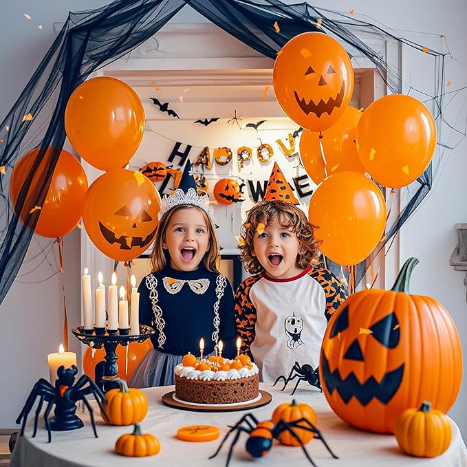 Orange Balloons, Latex Party Balloons with Ribbons, 100 Pack 12 inch Orange Round Helium Balloons for Autumn Wedding, Graduation,Birthday,Halloween Party Decorations and Spooky Party