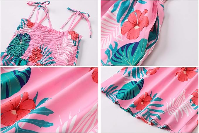 Cromoncent Matching Hawaiian Outfits for Family, Dad and Son Matching Luau Beach Tropical Shirts Mommy Daughter Tropical Sets