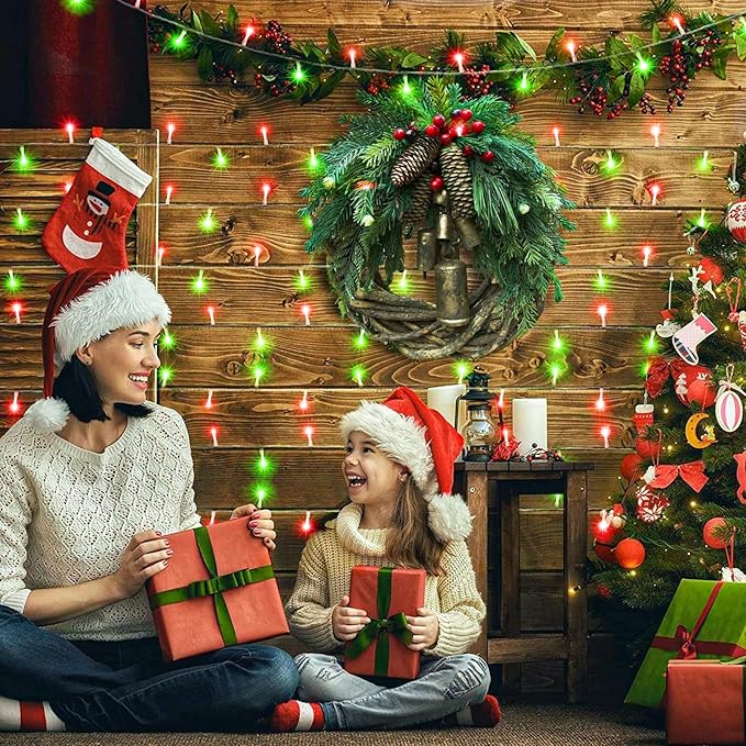 100FT 300 LED Christmas Lights Outdoor, Plug in Christmas String Lights Indoor, Waterproof & 8 Modes & Timer Function, Connectable Fairy Twinkle Light for Home Patio Tree Party Decor, Red Green