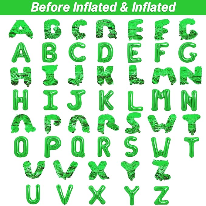 LIOZEOKUN Letter Balloons 16 Inch Alphabet A-Z Mylar Foil Balloons 2 Set for Wedding Birthday Party Decoration Banner Custom Phrase 52 Pcs