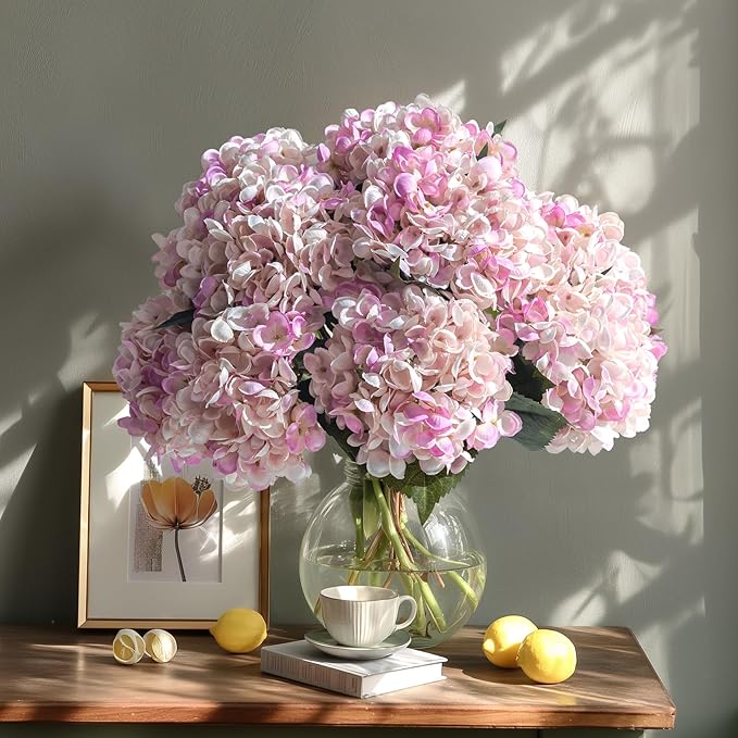10PCS Faux Hydrangea Flower Hydrangea Artificial Flowers Hydrangea Bouquet Faux Flower Table Centerpieces for Home Wedding Bridal Bouquet Office Party DIY Floral Decor