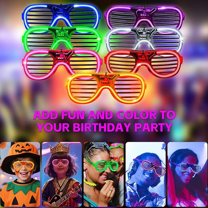 42 Packs LED Glasses 7 Neon Colors（ 2 NEW Neon Colors Added ）glow in the dark party supplies Favor for Kids Adult Glow sticks Light Up Glasses fit Holiday Birthday Valentine's Day Halloween Christmas