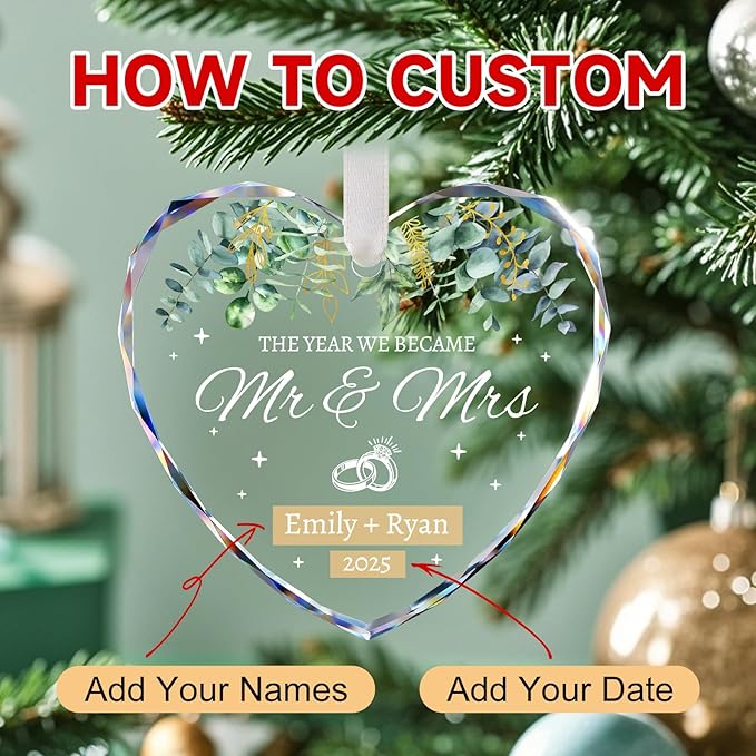 Personalized Wedding Gifts for Couples 2025 - Mr and Mrs Ornament - Bridal Shower Gifts, Wedding Gift for Bride, Newly Wed, Future Mr Mrs - Just Married Decorations Acrylic Ornaments