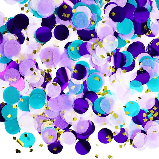 TecUnite Round Tissue Paper Table Confetti Dots for Wedding Birthday Party Decoration, 1.76 oz(Purple Teal Confetti,2.5 cm)