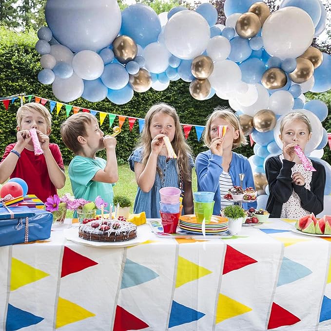 DIY Balloons Garland Kit Blue White and Gold Balloons for Wedding Birthday Festival Party Decoration with Balloon Strip Tape, Adhesive Dots
