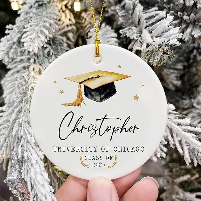 Personalized Graduation Christmas Ornaments 2025, Class of 2025 Gifts for Senior Students, College, University, Graduation Ornament Gift, Grad Keepsake, Masters Degree, Gifts for Women Men