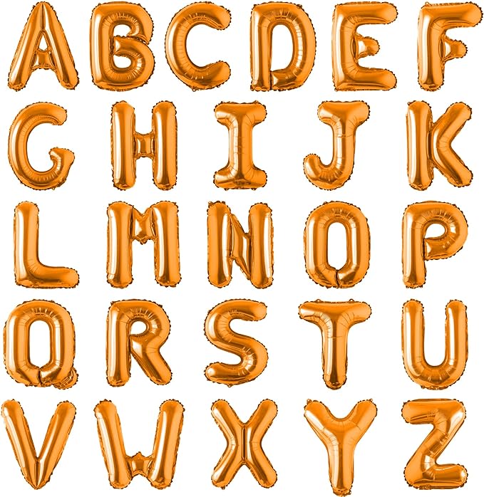 Letter Balloons 16 Inch Mylar Foil Alphabet Letter A-Z Balloons Set for Wedding Birthday Party Decoration Banner Custom Phrase 26 Pieces(orange)