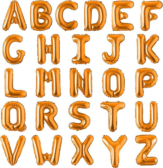Letter Balloons 16 Inch Mylar Foil Alphabet Letter A-Z Balloons Set for Wedding Birthday Party Decoration Banner Custom Phrase 26 Pieces(orange)