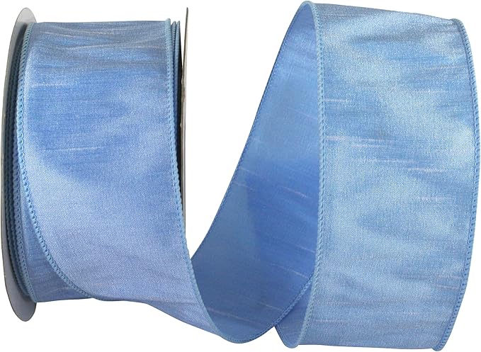 Reliant Ribbon 92975W-052-40H Dupioni Supreme Wired Edge Ribbon, 2-1/2 Inch X 20 Yards, Light Blue
