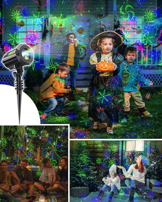 Poeland Christmas Moving Laser Lights, Garden Projector Lights 30 Patterns, Decorative Lights for Indoor, Outdoor, Home, Garden