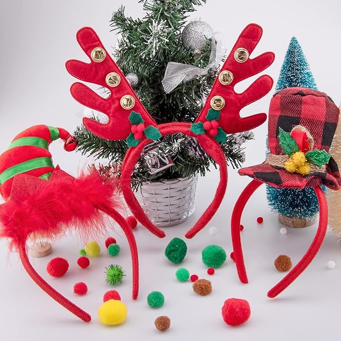 BQTQ 15 Pieces Christmas Headbands Party Hats Headbands for Christmas Holiday Favour